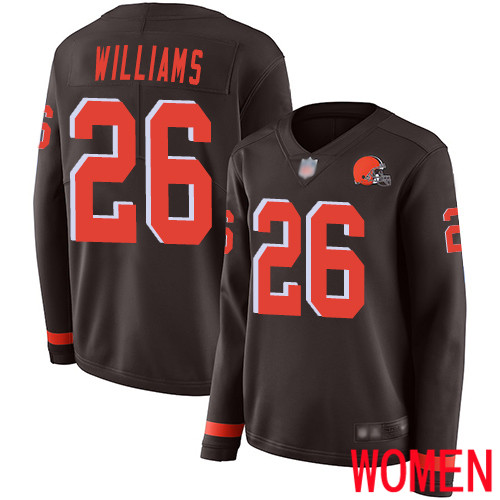 Cleveland Browns Greedy Williams Women Brown Limited Jersey #26 NFL Football Therma Long Sleeve->women nfl jersey->Women Jersey